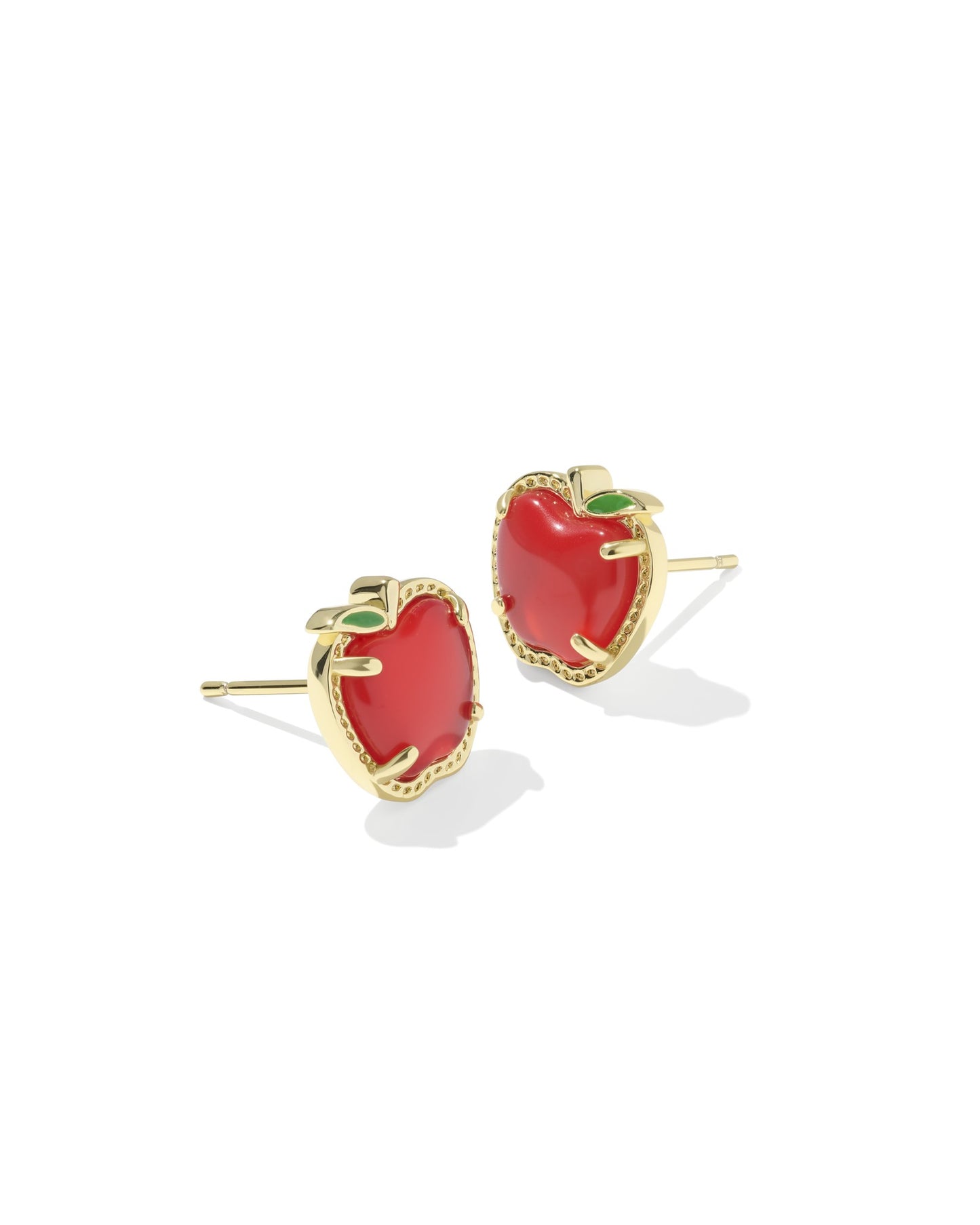 APPLE STUD EARRINGS GOLD RED ILLUSION