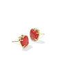 APPLE STUD EARRINGS GOLD RED ILLUSION