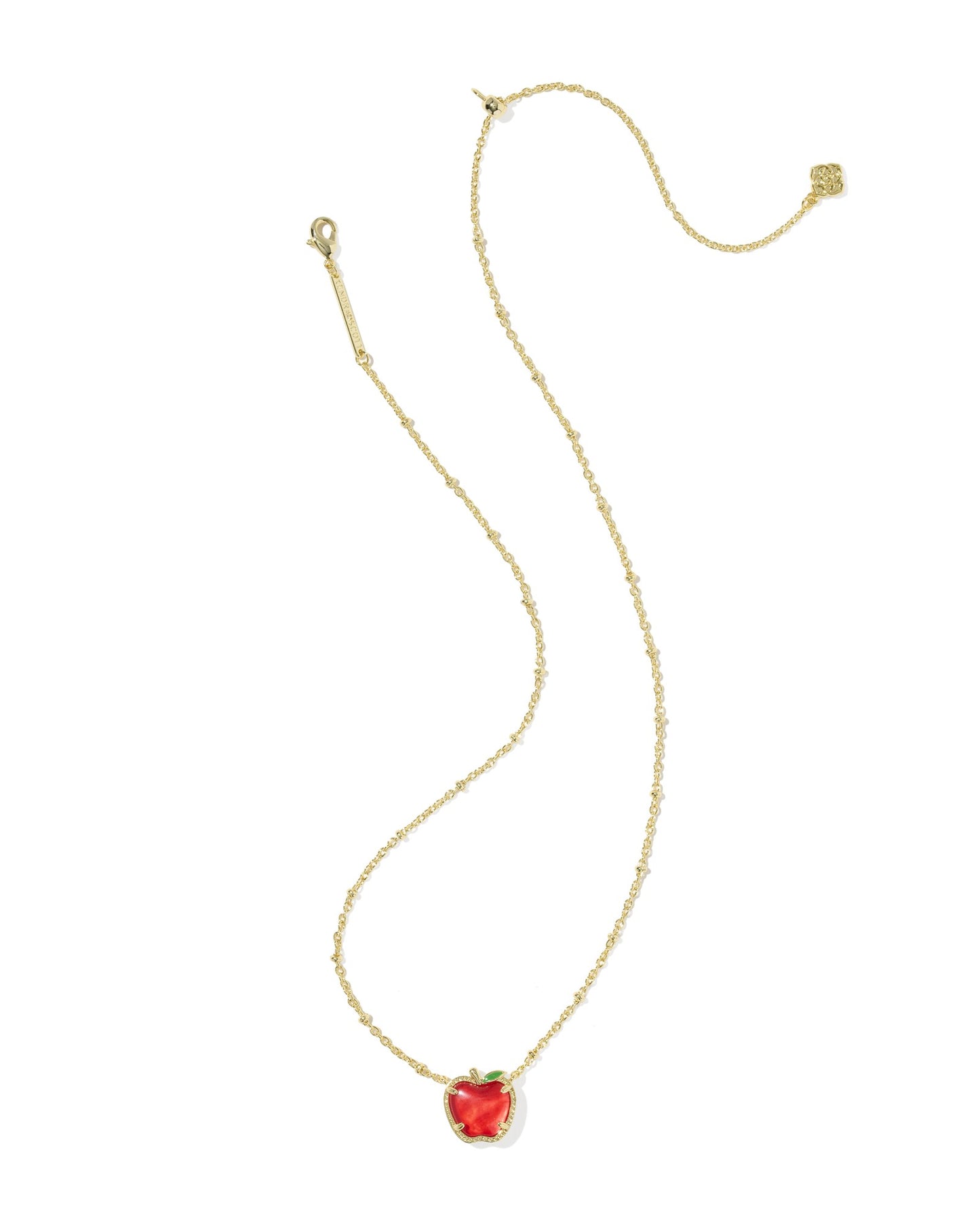 APPLE SHORT PENDANT NECKLACE GOLD RED ILLUSION