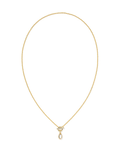 MINI ELISA TOGGLE SHORT PENDANT NECKLACE GOLD IVORY MOTHER OF PEARL