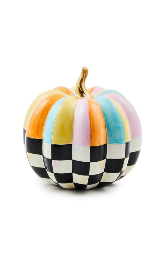 Mackenzie-Childs Cotton Candy mini check & stripe pumpkin