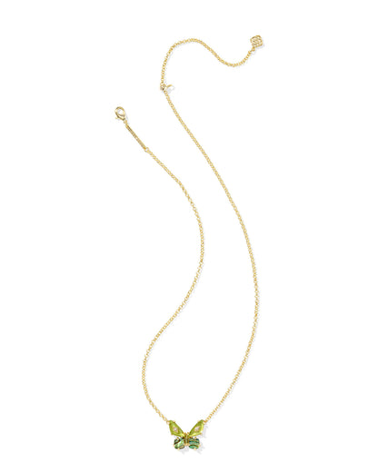BIANCA BUTTERFLY SHORT PENDANT NECKLACE GOLD GREEN MIX
