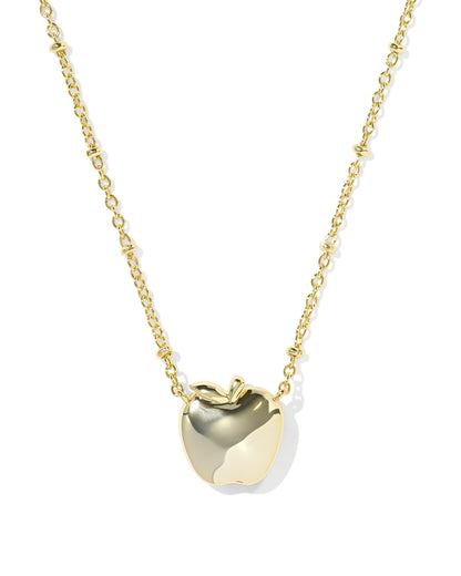 APPLE SHORT PENDANT NECKLACE GOLD RED ILLUSION