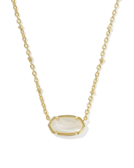 TIGER STRIPED ELISA SHORT PENDANT NECKLACE GOLD NATURAL MOTHER OF PEARL