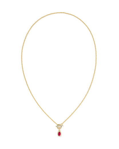 MINI ELISA TOGGLE SHORT PENDANT NECKLACE GOLD CARMINE RED ILLUSION