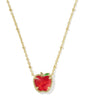 APPLE SHORT PENDANT NECKLACE GOLD RED ILLUSION