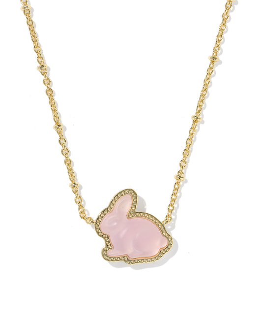 BUNNY SHORT PENDANT NECKLACE GOLD Matte Blush Pink