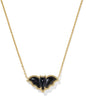 BAT SHORT PENDANT NECKLACE GOLD GOLDEN OBSIDIAN