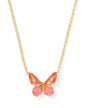 BIANCA BUTTERFLY SHORT PENDANT NECKLACE GOLD ORANGE MIX