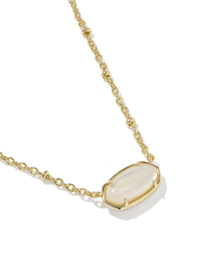 TIGER STRIPED ELISA SHORT PENDANT NECKLACE GOLD NATURAL MOTHER OF PEARL