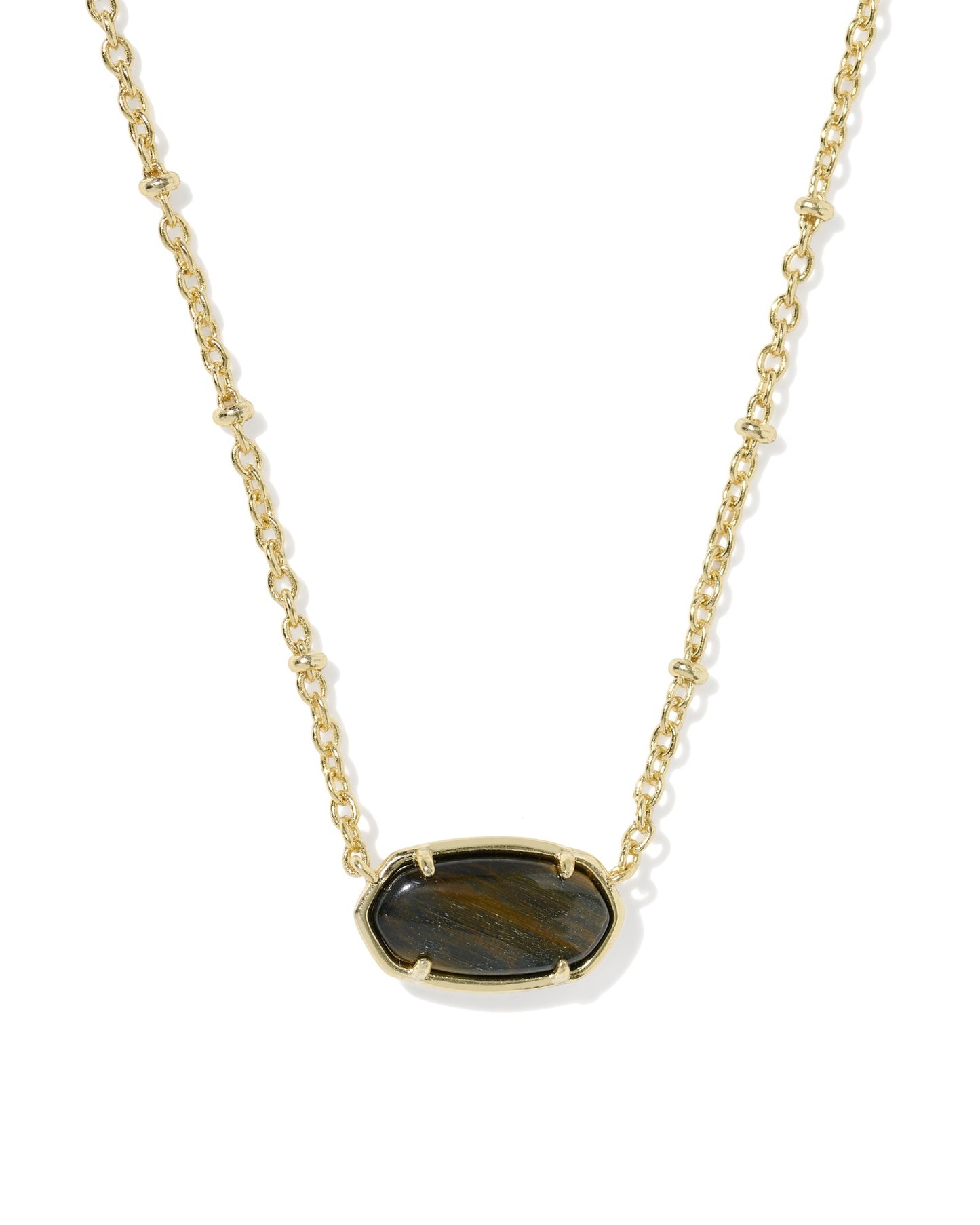 TIGETIGER STRIPED ELISA SHORT PENDANT NECKLACE GOLD DARK BROWN HAWK'S EYE
