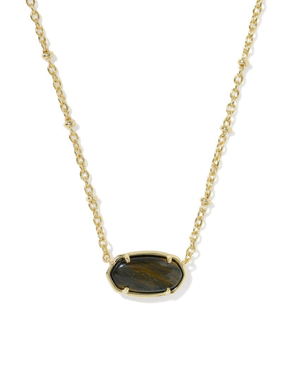 TIGETIGER STRIPED ELISA SHORT PENDANT NECKLACE GOLD DARK BROWN HAWK'S EYE