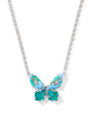 BIANCA BUTTERFLY SHORT PENDANT NECKLACE SILVER BRIGHT AQUA MIX