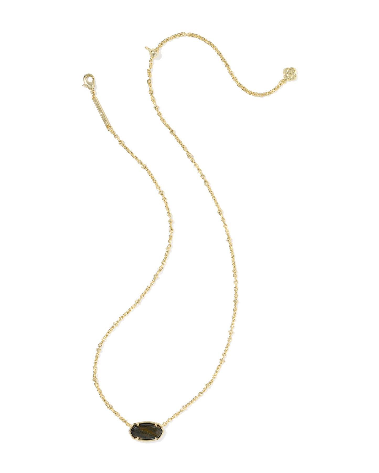 TIGETIGER STRIPED ELISA SHORT PENDANT NECKLACE GOLD DARK BROWN HAWK'S EYE