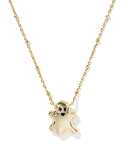 GHOST SHORT PENDANT NECKLACE GOLD WHITE MOTHER OF PEARL