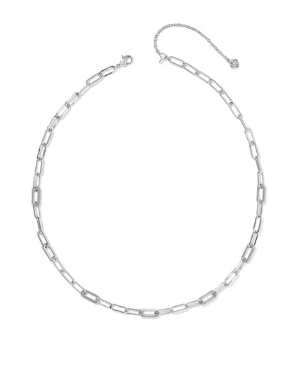 BELLA CHAIN NECKLACE SILVER WHITE CZ