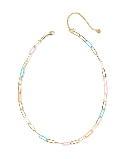 AINSLEY CONVERTIBLE CHAIN NECKLACE GOLD MULTI MIX ENAMEL