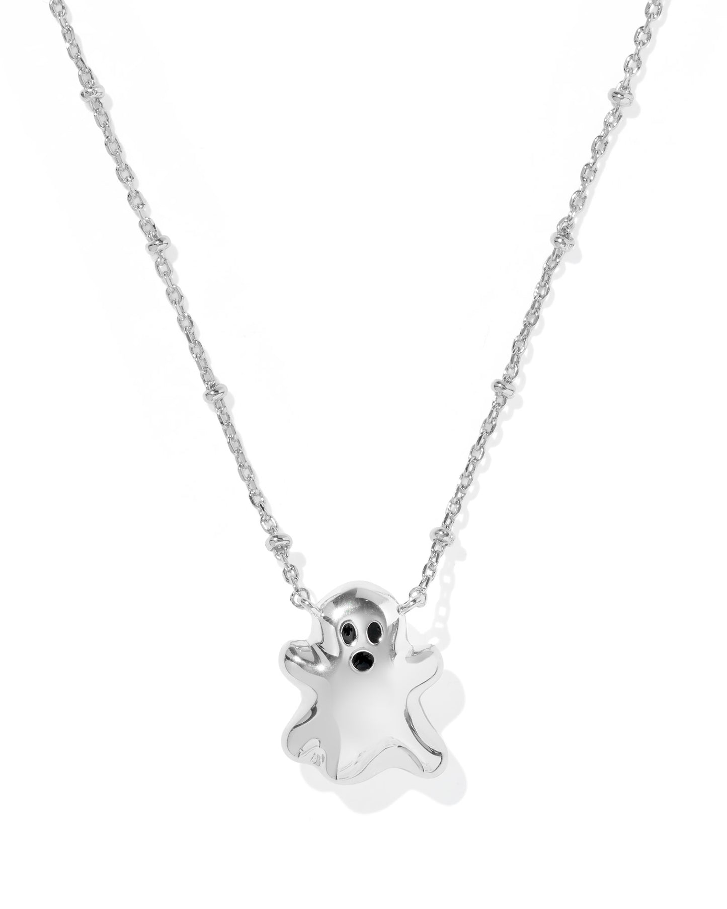 GHOST SHORT PENDANT NECKLACE SILVER WHITE MOTHER OF PEARL