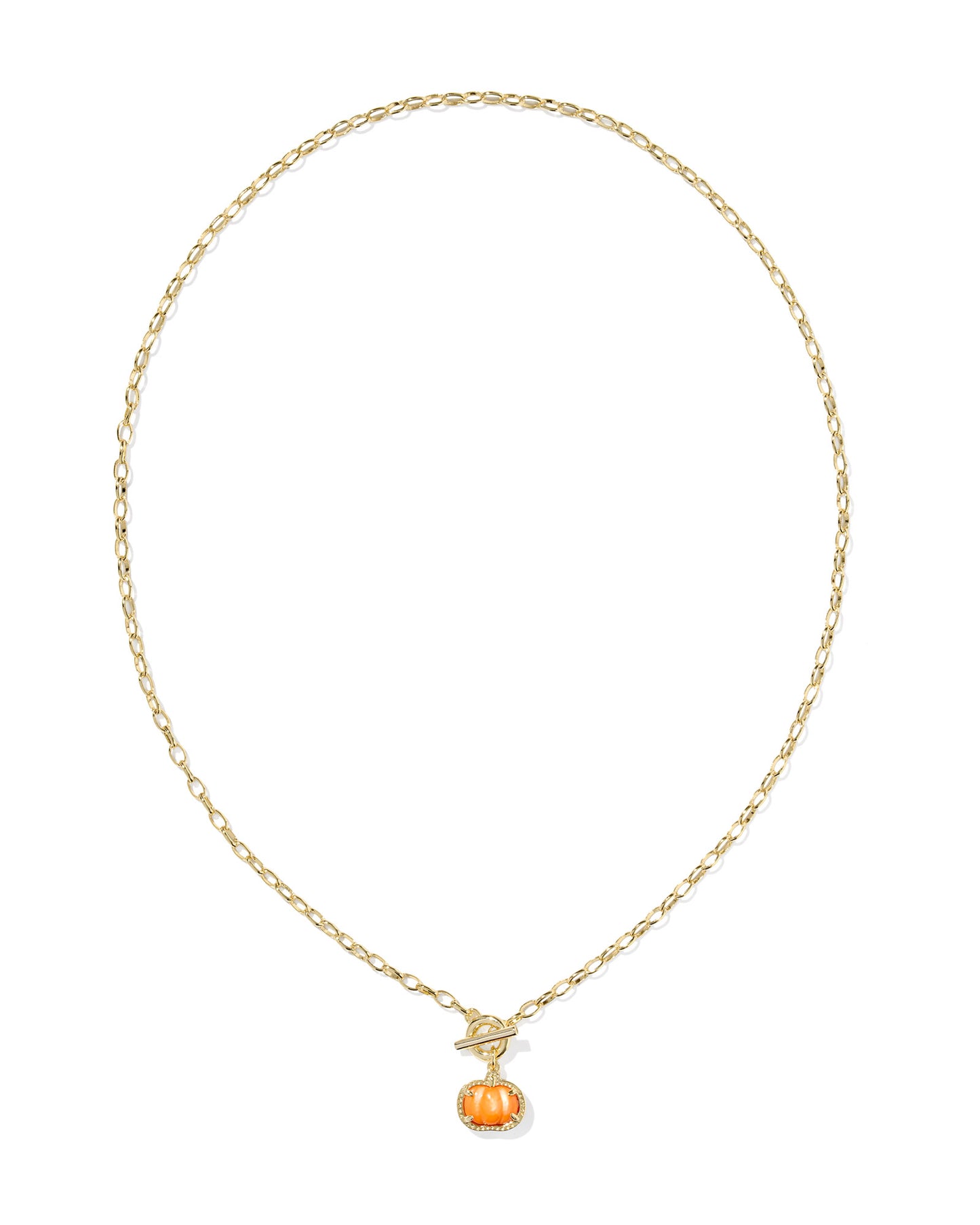 PUMPKIN LINK AND CHAIN NECKLACE GOLD ORANGE MOTHER OF PEARL