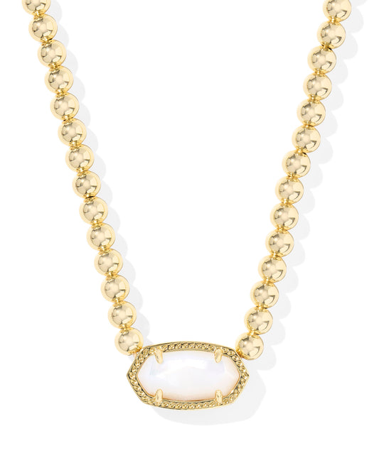 ELISA BEADED NECKLACE GOLD IVORY MOTHER OF PEARL