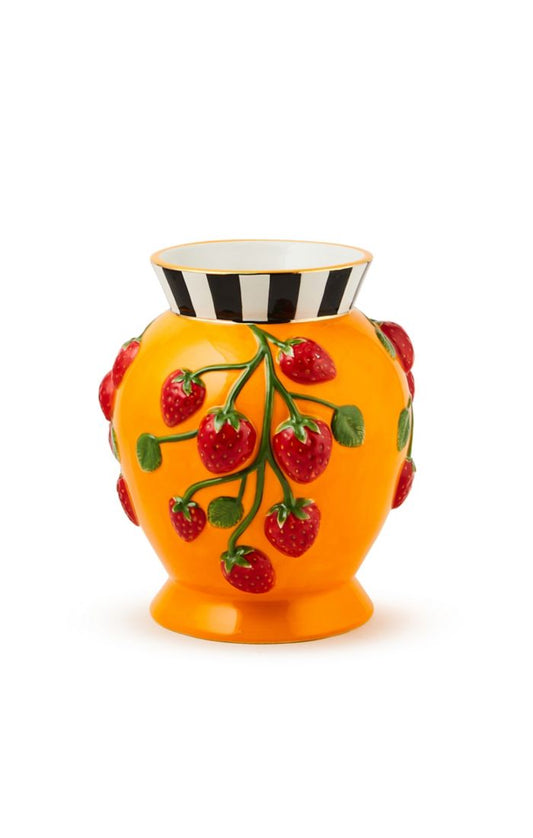 Mackenzie-Childs tutti frutti strawberry vase