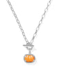 PUMPKIN LINK AND CHAIN NECKLACE SILVER ORANGE MOTHER OF PEARL