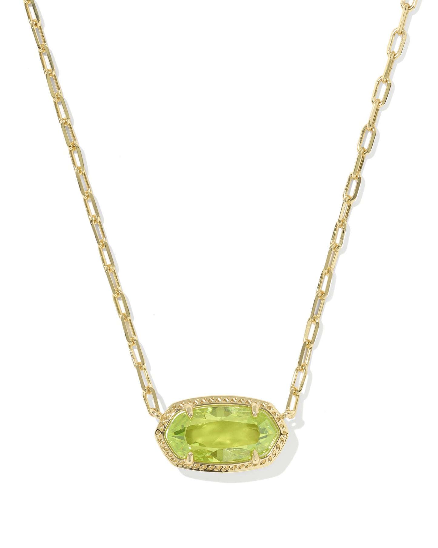 ELISA LUXE SHORT PENDANT NECKLACE GOLD LIGHT GREEN CZ