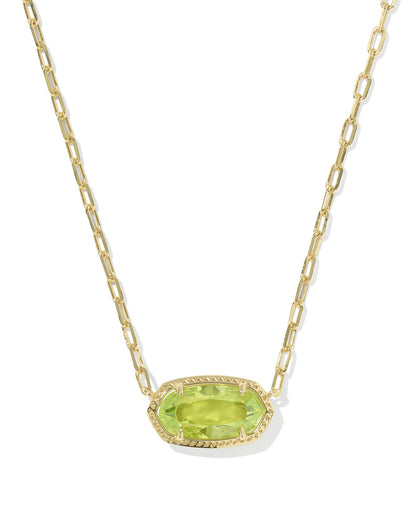 ELISA LUXE SHORT PENDANT NECKLACE GOLD LIGHT GREEN CZ