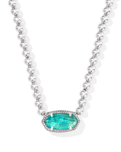 ELISA BEADED NECKLACE SILVER BRIGHT AQUA ILLUSION