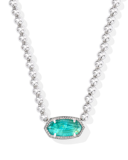 ELISA BEADED NECKLACE SILVER BRIGHT AQUA ILLUSION