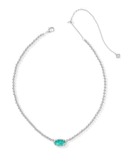 ELISA BEADED NECKLACE SILVER BRIGHT AQUA ILLUSION
