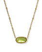 TIGER STRIPED ELISA SHORT PENDANT NECKLACE VINTAGE GOLD CHARTREUSE GREEN MOTHER OF PEARL