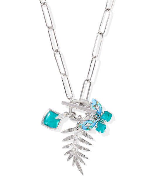 BIANCA BUTTERFLY CHARM NECKLACE SILVER BRIGHT AQUA MIX