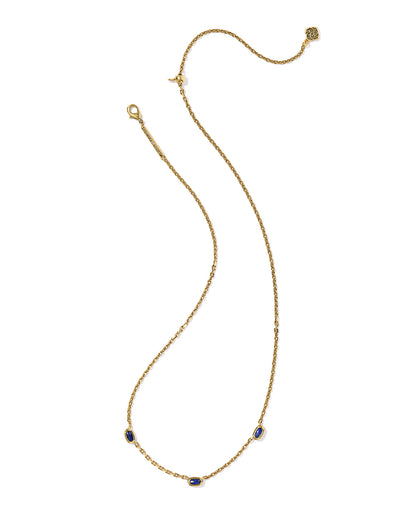MINI ELISA THREE STONE STRAND NECKLACE VINTAGE GOLD BLUE LAPIS