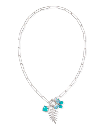BIANCA BUTTERFLY CHARM NECKLACE SILVER BRIGHT AQUA MIX