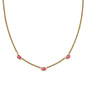 MINI ELISA THREE STONE STRAND NECKLACE VINTAGE GOLD DARK FUCHSIA VARIEGATED MAGNESITE