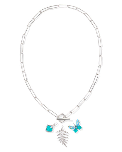 BIANCA BUTTERFLY CHARM NECKLACE SILVER BRIGHT AQUA MIX