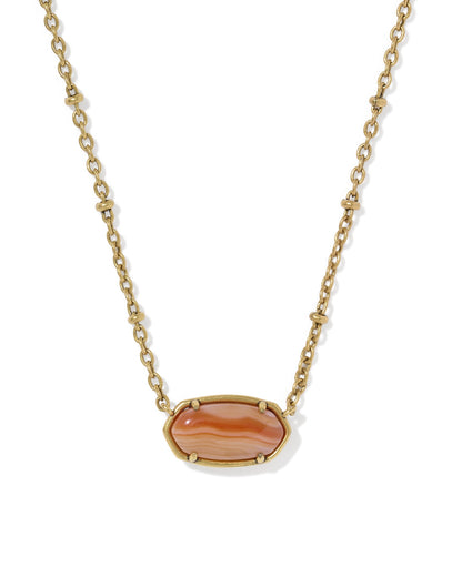 TIGER STRIPED ELISA SHORT PENDANT NECKLACE VINTAGE GOLD ORANGE BANDED AGATE