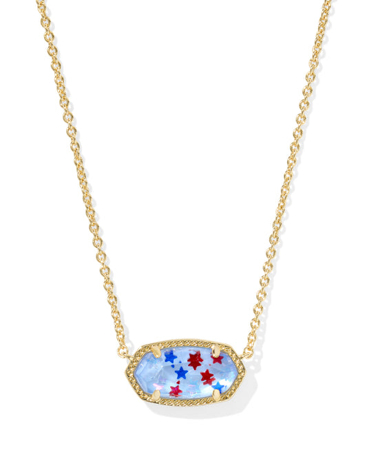 ELISA PENDANT NECKLACE GOLD RED WHITE BLUE STAR ILLUSION