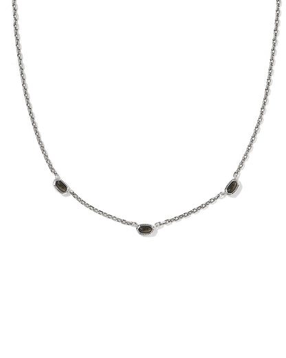 MINI ELISA THREE STONE STRAND NECKLACE VINTAGE SILVER GOLDEN OBSIDIAN