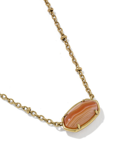 TIGER STRIPED ELISA SHORT PENDANT NECKLACE VINTAGE GOLD ORANGE BANDED AGATE