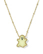 GHOST SHORT PENDANT NECKLACE GOLD WHITE GLOW IN THE DARK GLASS