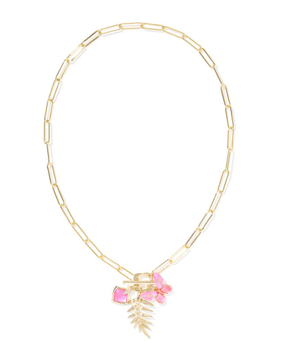 BIANCA BUTTERFLY CHARM NECKLACE GOLD PINK MIX