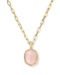 DAPHNE PAVE FRAME SHORT PENDANT NECKLACE GOLD ROSE QUARTZ