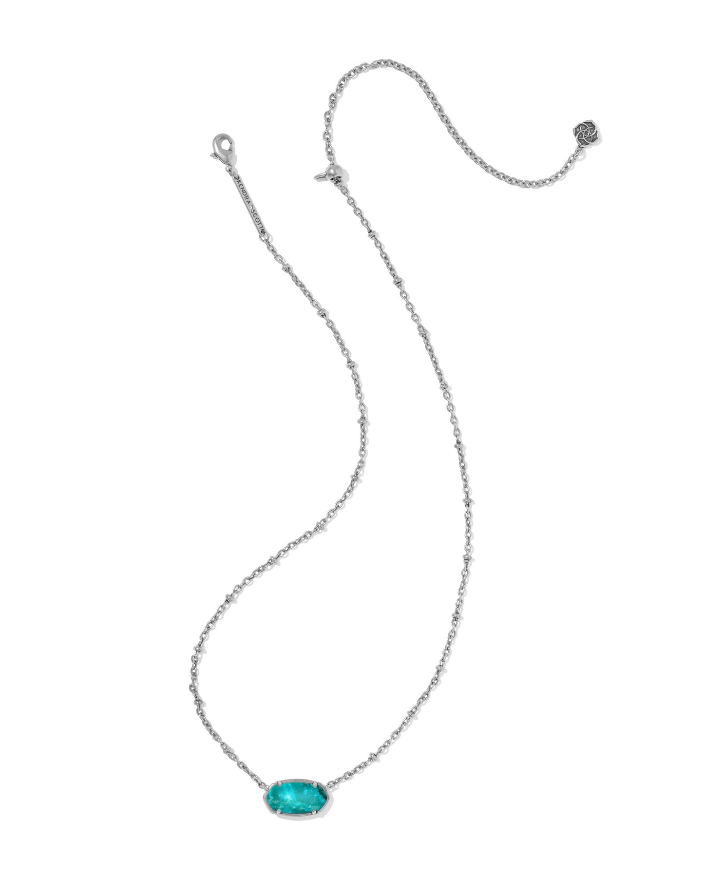 TIGER STRIPED ELISA SHORT PENDANT NECKLACE VINTAGE SILVER BLUE MARBLE