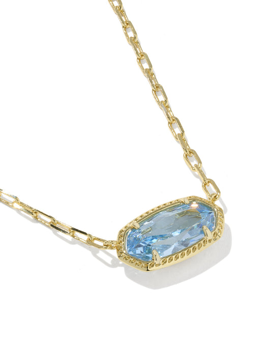 ELISA LUXE SHORT PENDANT NECKLACE GOLD LIGHT BLUE CZ