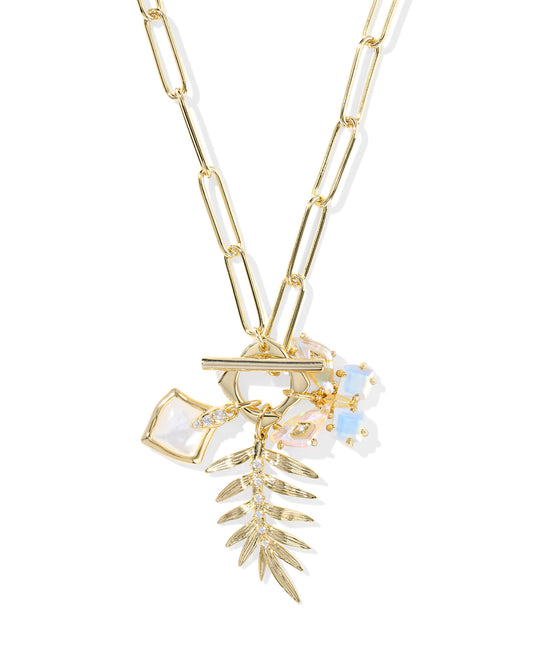 BIANCA BUTTERFLY CHARM NECKLACE GOLD IRIDESCENT WHITE MIX