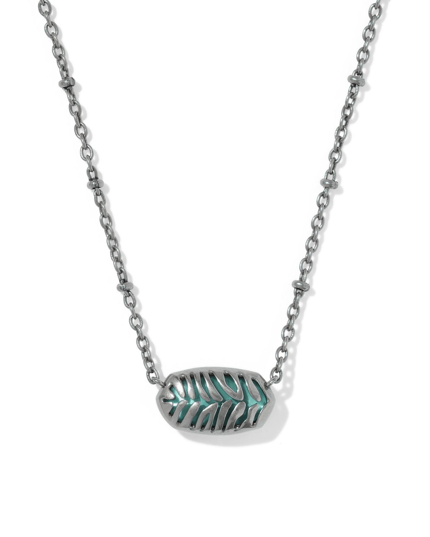 TIGER STRIPED ELISA SHORT PENDANT NECKLACE VINTAGE SILVER BLUE MARBLE