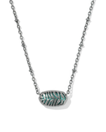 TIGER STRIPED ELISA SHORT PENDANT NECKLACE VINTAGE SILVER BLUE MARBLE
