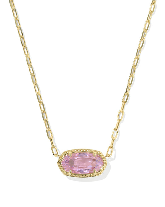 ELISA LUXE SHORT PENDANT NECKLACE GOLD LIGHT PINK CZ